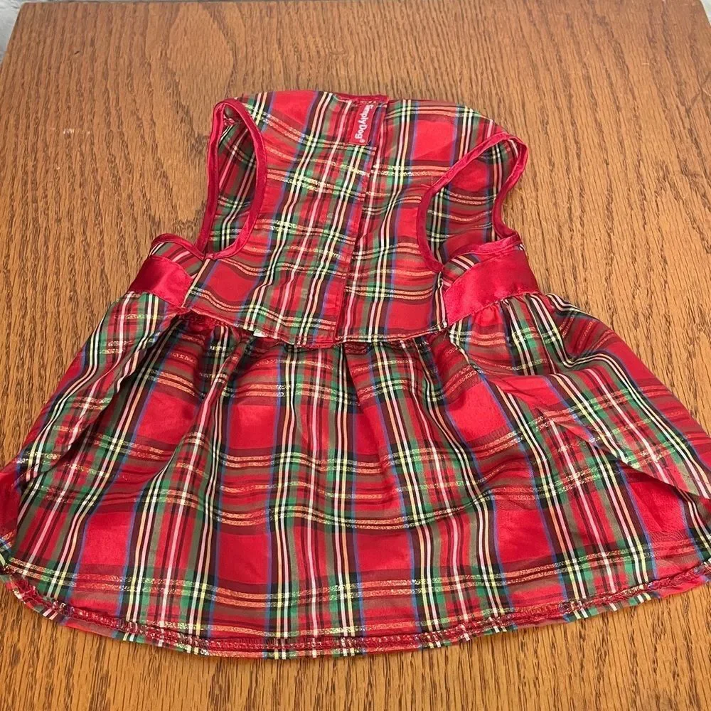 Simply Dog Plaid Christmas Dress w/Bow Sz Medium